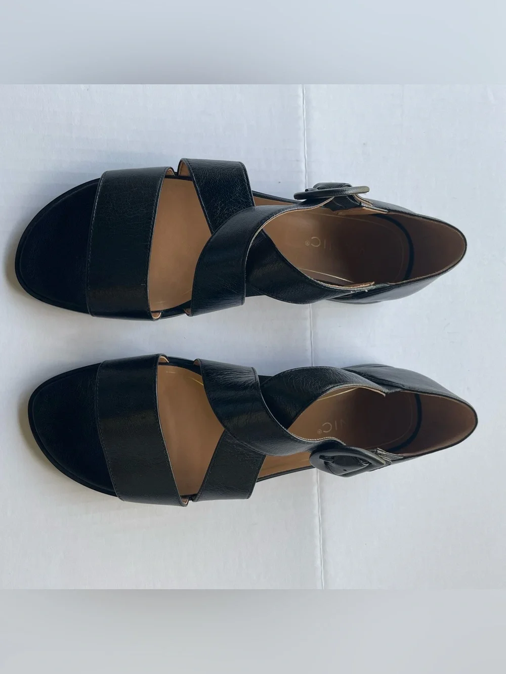 Vionic Pacifica Leather Strappy Sandals Black Orthotic Wide Women’s 11W